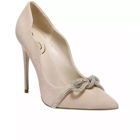 Sam Edelman DEELA Pointed Pump Heel Cappuccino Tan Suede 7.5 M - Picture 1 of 8